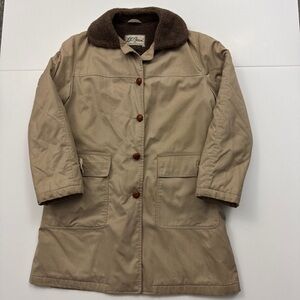 L.L. Bean Beige Utility Jacket with Dark Brown Collar